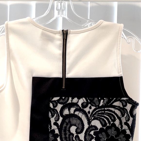 NWOT Beautiful light cream and black lace peplum shirt, Petite Small - Picture 4 of 8